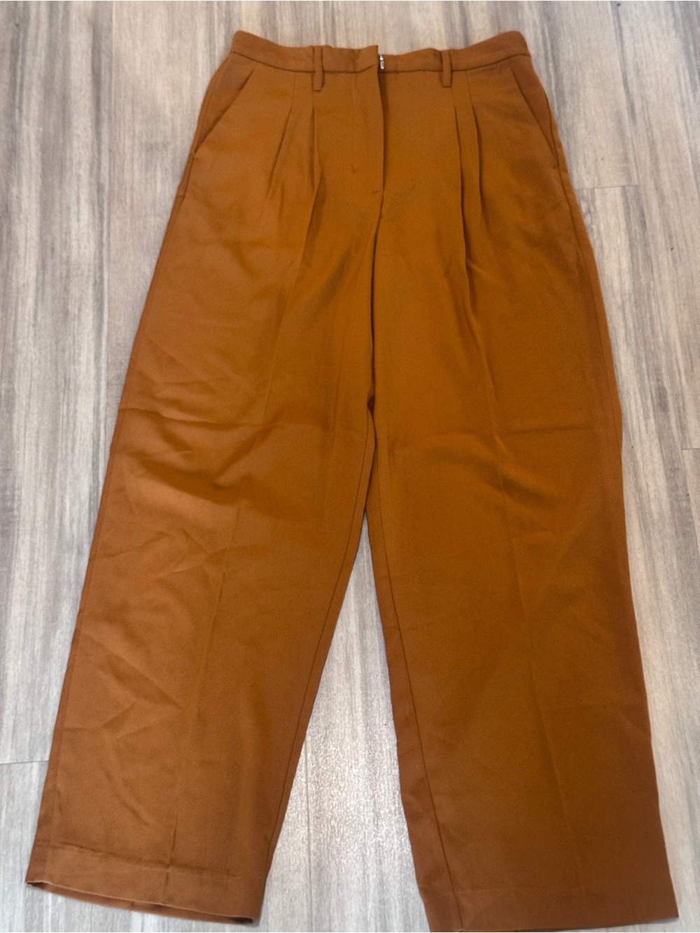 Jessica Simpson Cognac Pleated Wide Leg Trousers Sz 12 NWOT